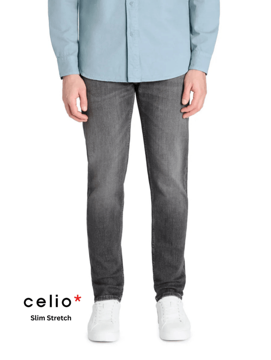 CELIO Slim Stretch Cotton Jeans Gray - Smgarment's