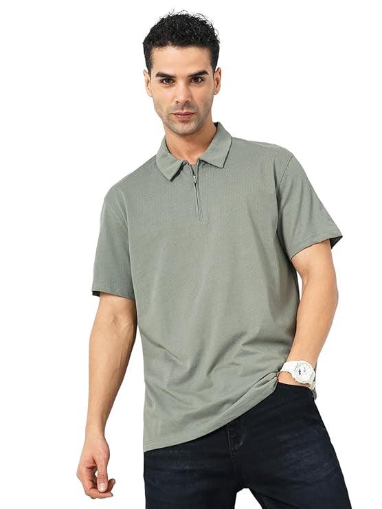 CELIO MEN GREEN SOLID FIT COTTON T-SHIRT