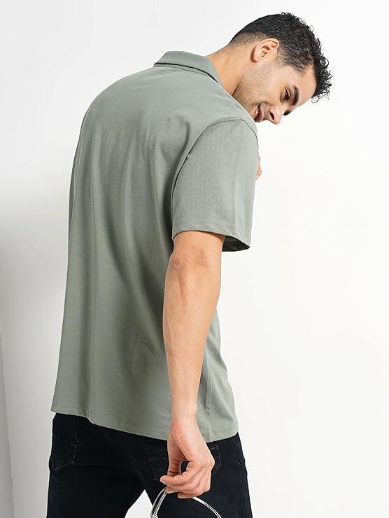 CELIO MEN GREEN SOLID FIT COTTON T-SHIRT