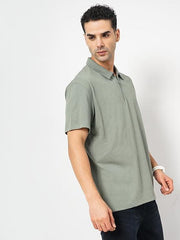 CELIO MEN GREEN SOLID FIT COTTON T-SHIRT