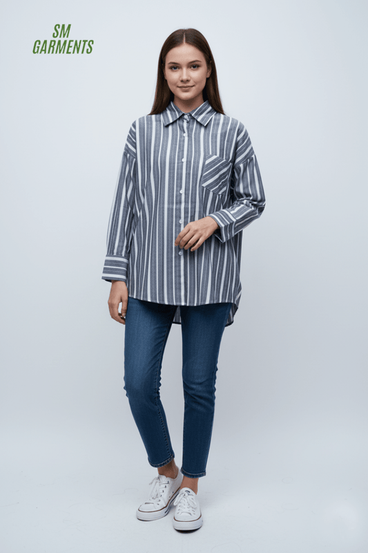 CHUANGXIJIDI Poplin Stripe Shirt - Smgarment's