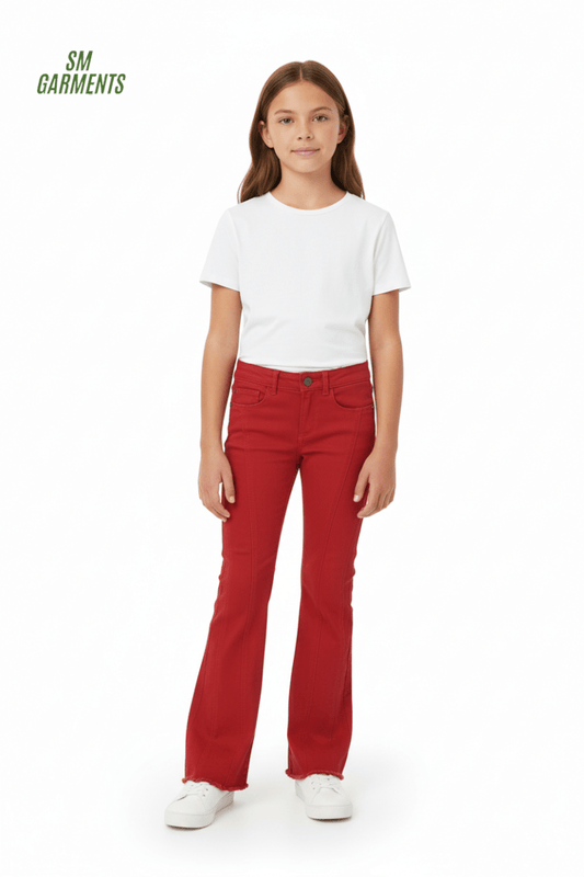 CLAIRE Kids’ Red Bootcut Jeans - Smgarment's