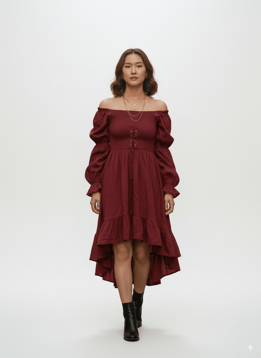 CMLIFE Long Sleeve Off Shoulder Renaissance Dress - Smgarment's