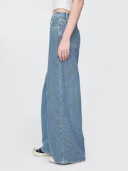 Mid Rise UltraSoft Denim Stripe Baggy Jeans