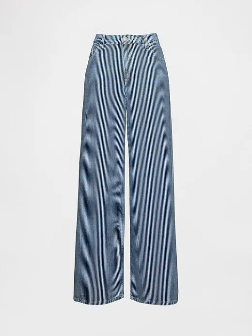 Mid Rise UltraSoft Denim Stripe Baggy Jeans