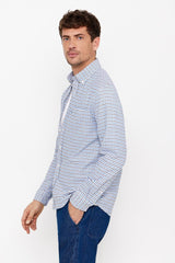 CORTEFIEL Brushed Checkered Oxford Shirt - Smgarment's