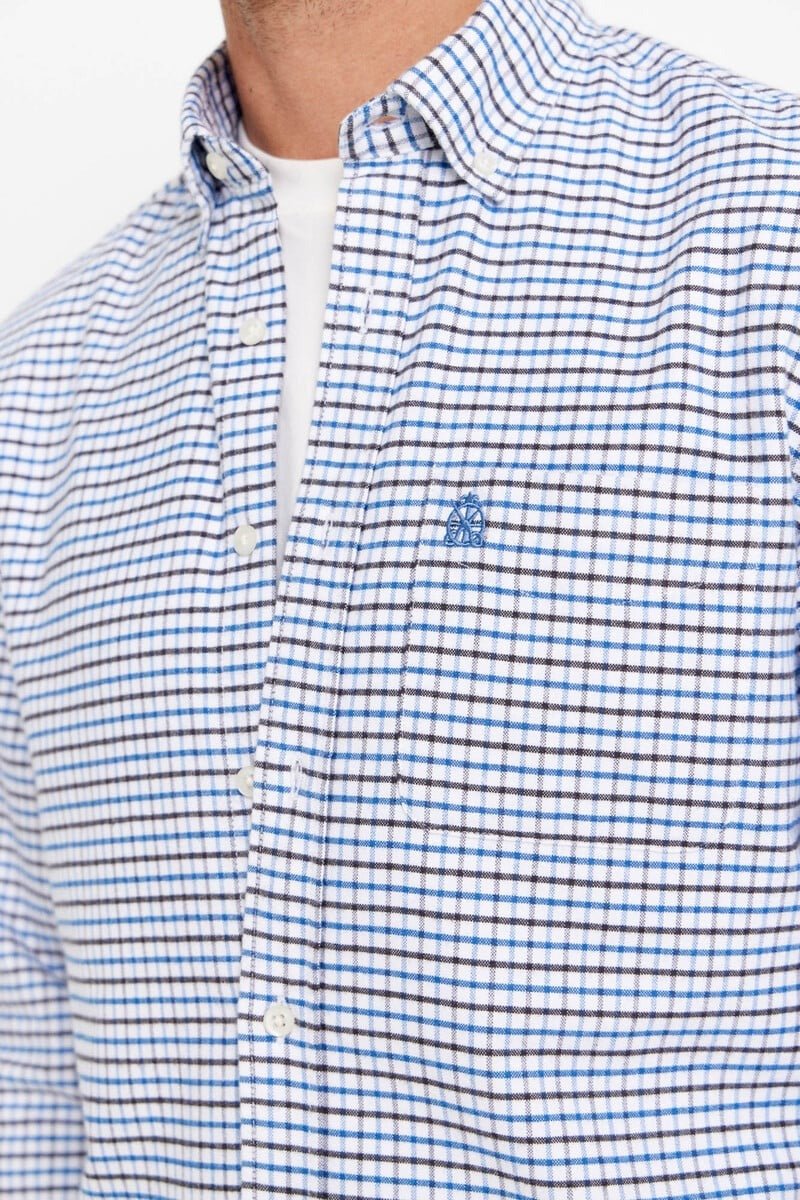 CORTEFIEL Brushed Checkered Oxford Shirt - Smgarment's