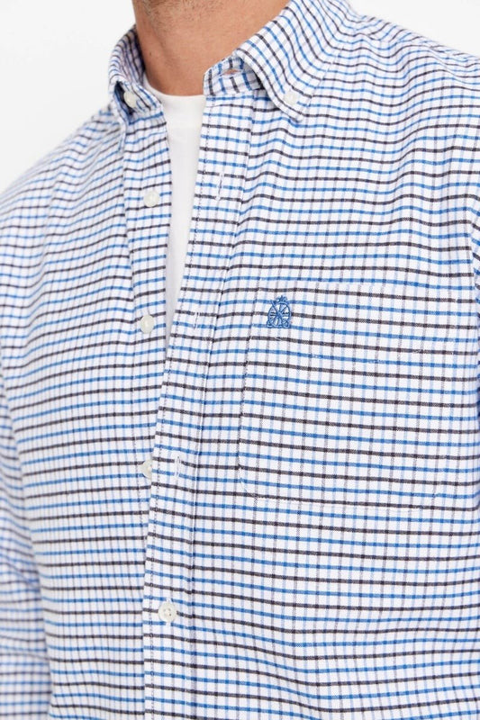 CORTEFIEL Brushed Checkered Oxford Shirt - Smgarment's