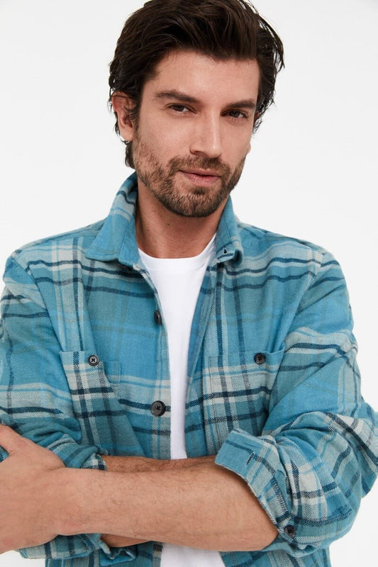 CORTEFIEL Checked Over Size Shirt - Smgarment's