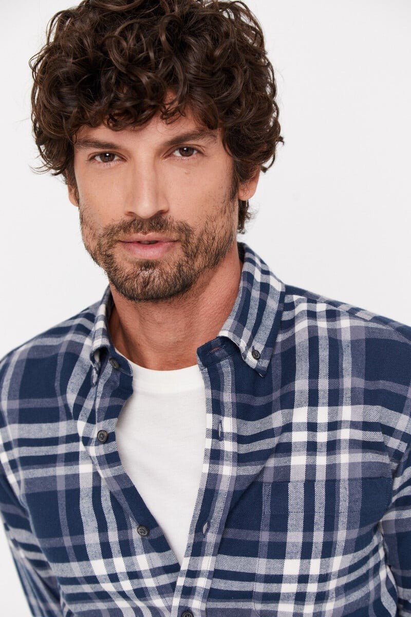 CORTEFIEL Checkered Flannel Shirt - Smgarment's