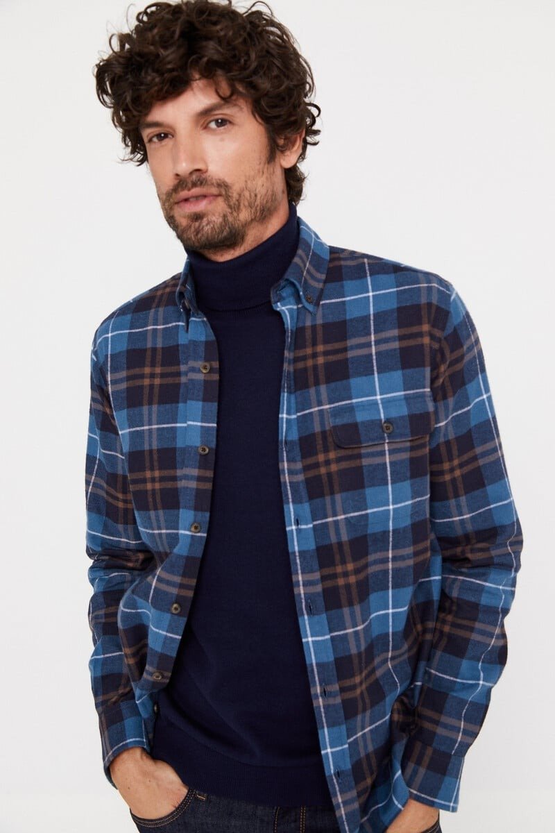 CORTEFIEL Checkered Flannel Shirt - Smgarment's