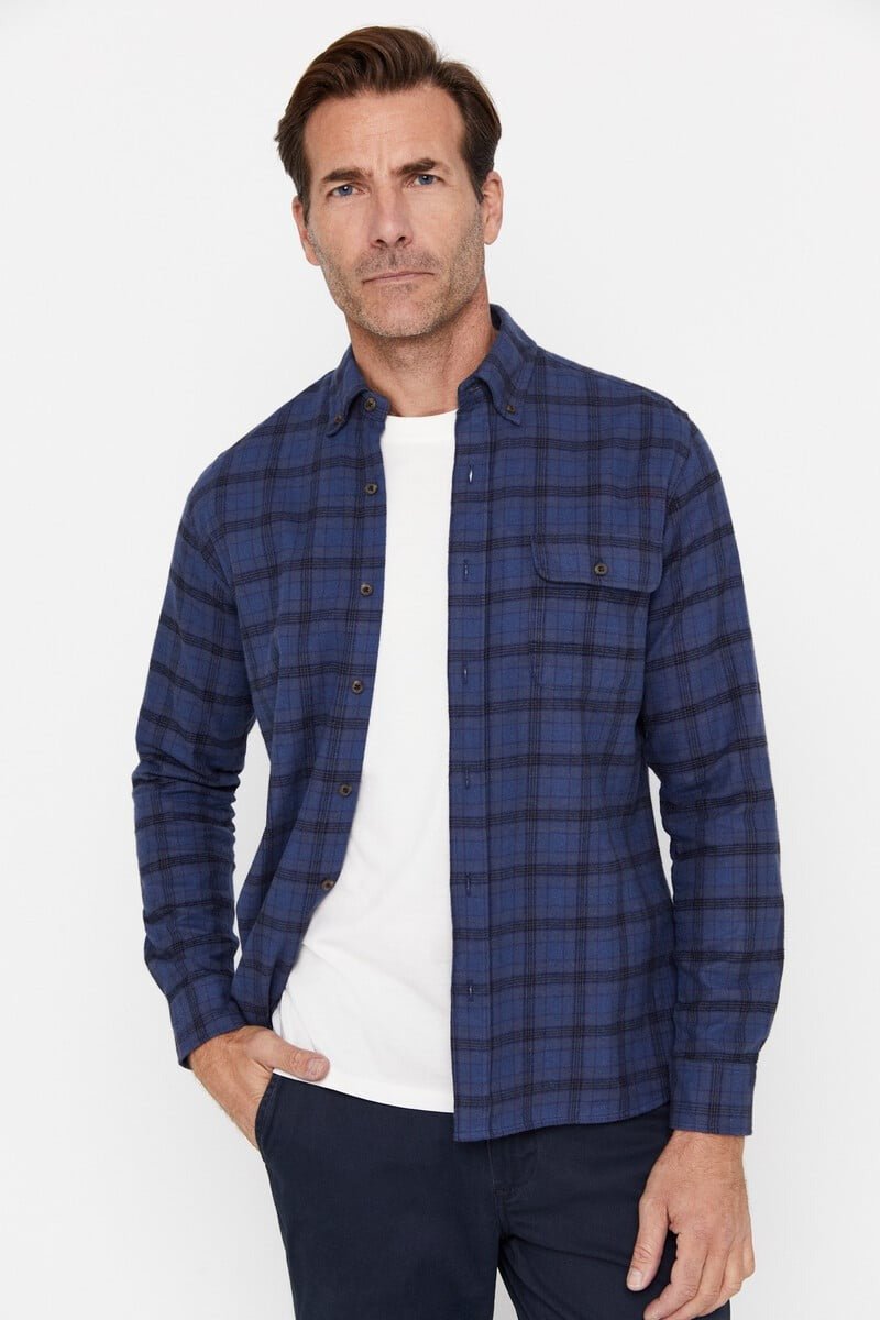 CORTEFIEL Checkered Flannel Shirt - Smgarment's