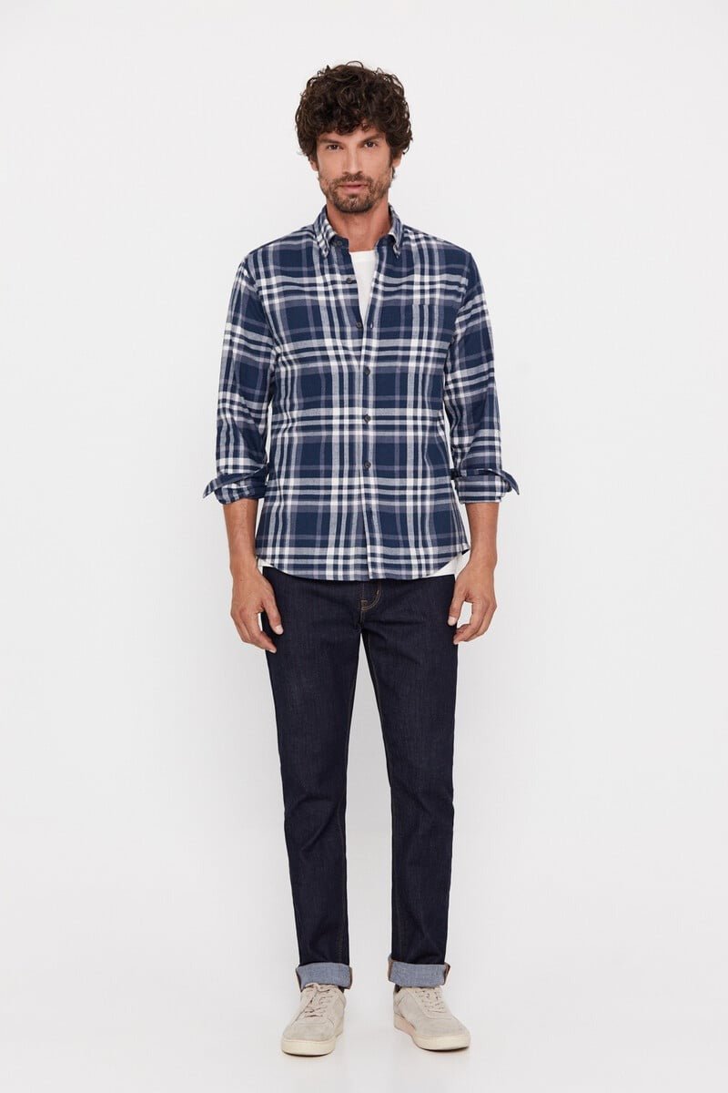 CORTEFIEL Checkered Flannel Shirt - Smgarment's
