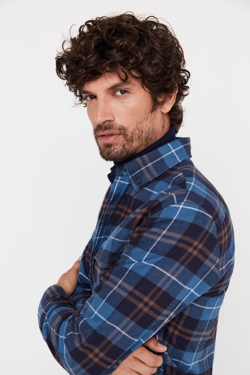 CORTEFIEL Checkered Flannel Shirt - Smgarment's