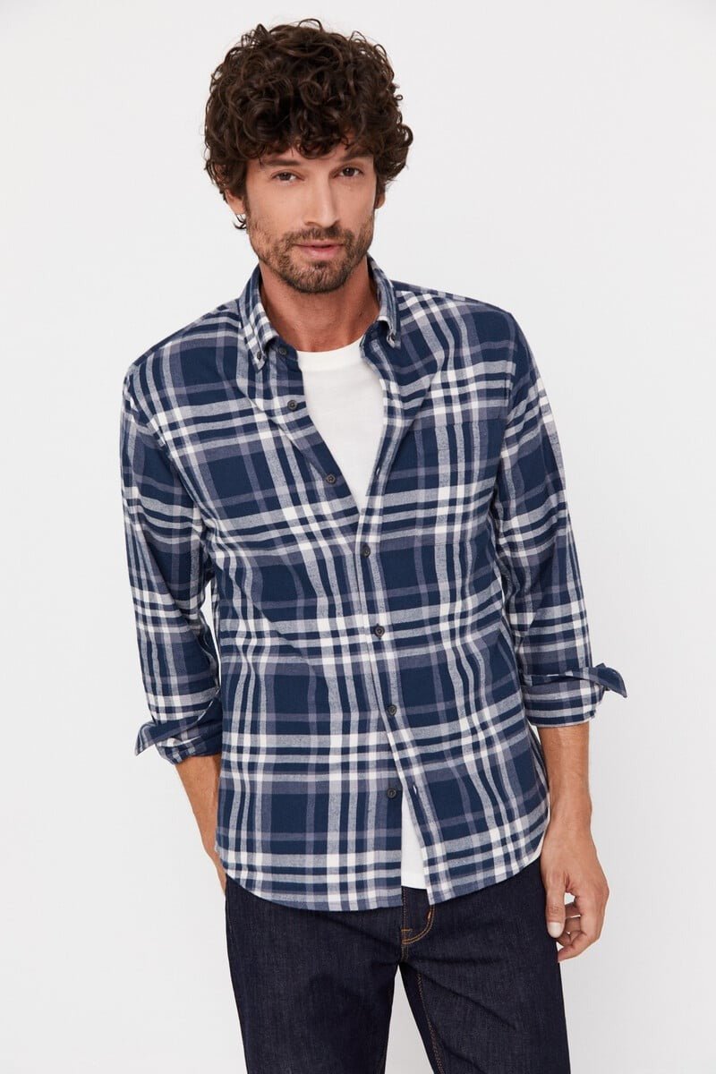 CORTEFIEL Checkered Flannel Shirt - Smgarment's