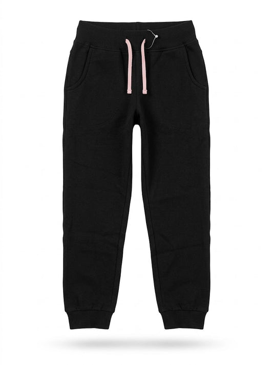 Girls BRANDED ' Black Fleece Jogger Sweatpants with Pink Drawstring| SM GARMENTS