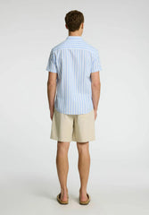 Selected Hommes Linen Men Shirt - Iceberg Green Stripesstripess