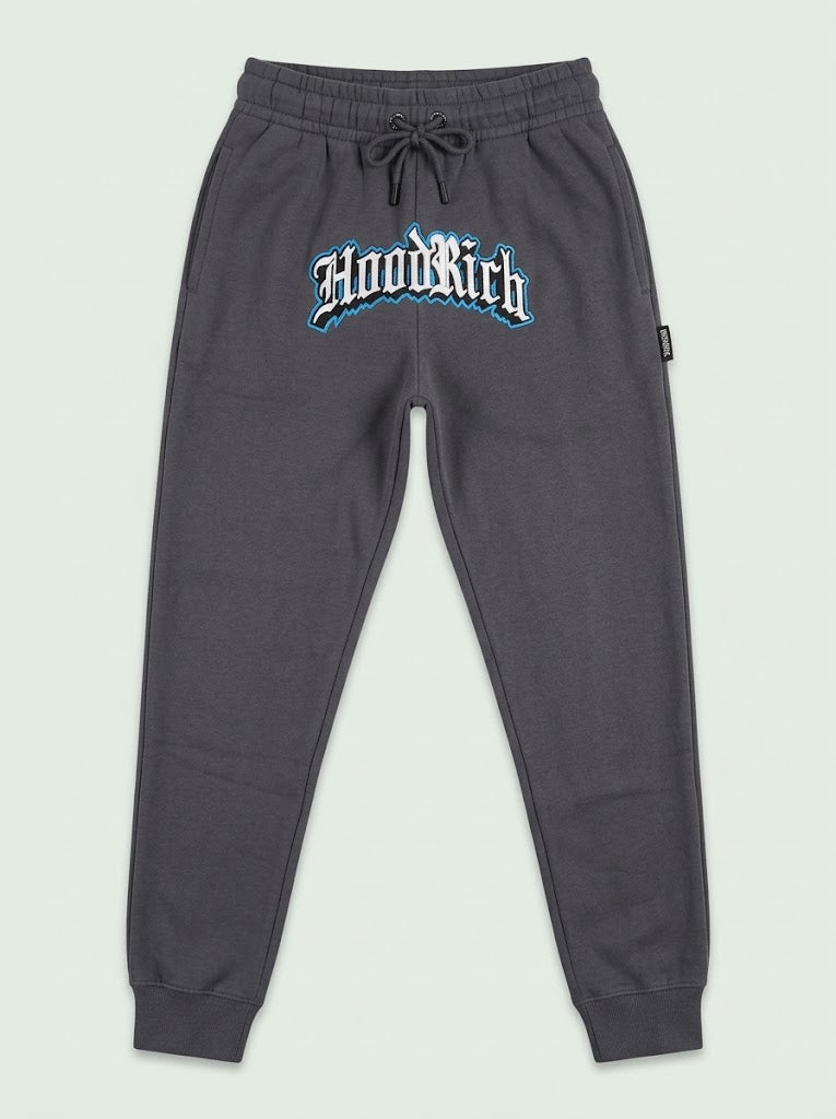 BRANDED Boys Dark Grey EMBROIDERYJogger Pants with Drawstring Waist and Side Pockets