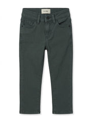 DL Boys Dark Charcoal Green Stretch Twill Straight-Leg Trousers