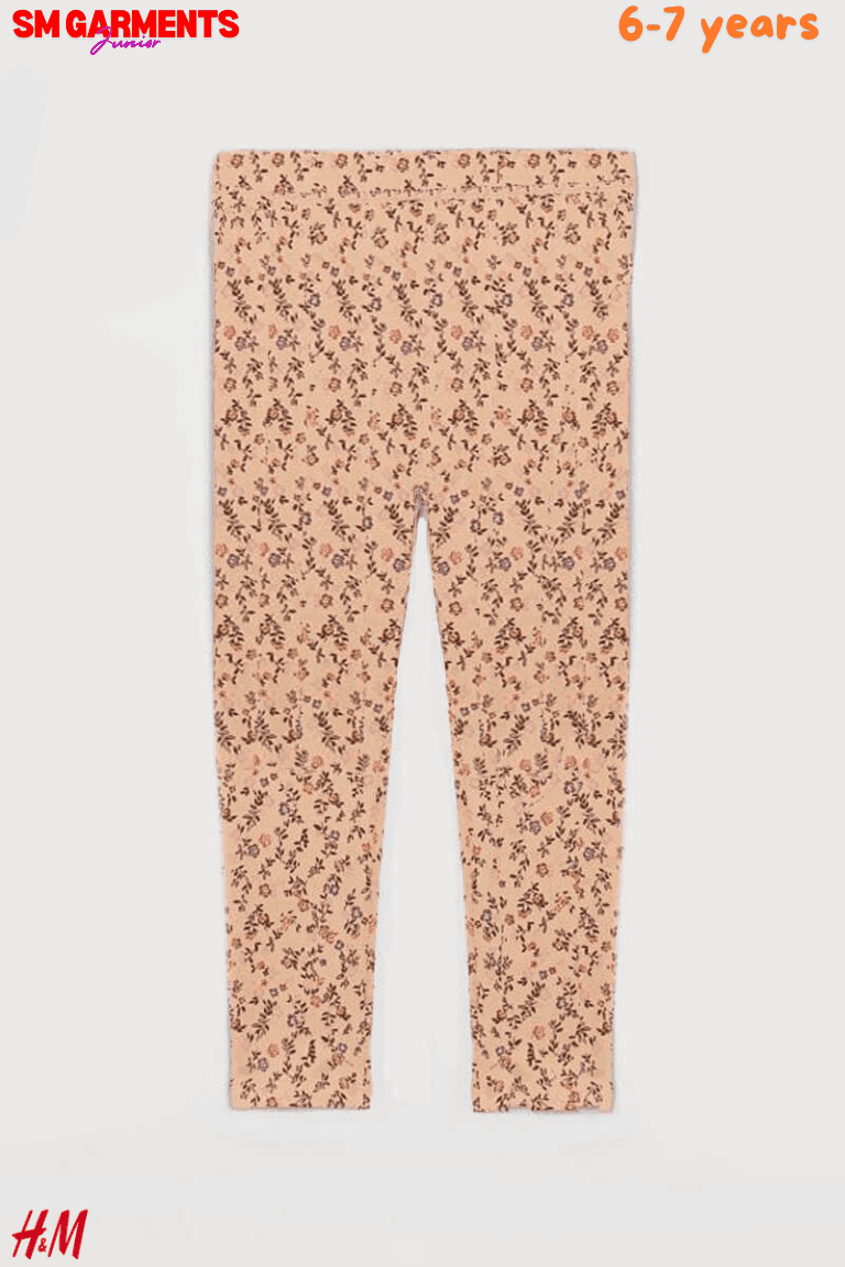 DARK BEIGE FLORAL PRINTED LEGGING - SMgarment's