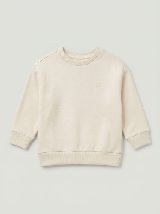 Boys' Long-Sleeve Casual Cotton Sweatshirt – Cream