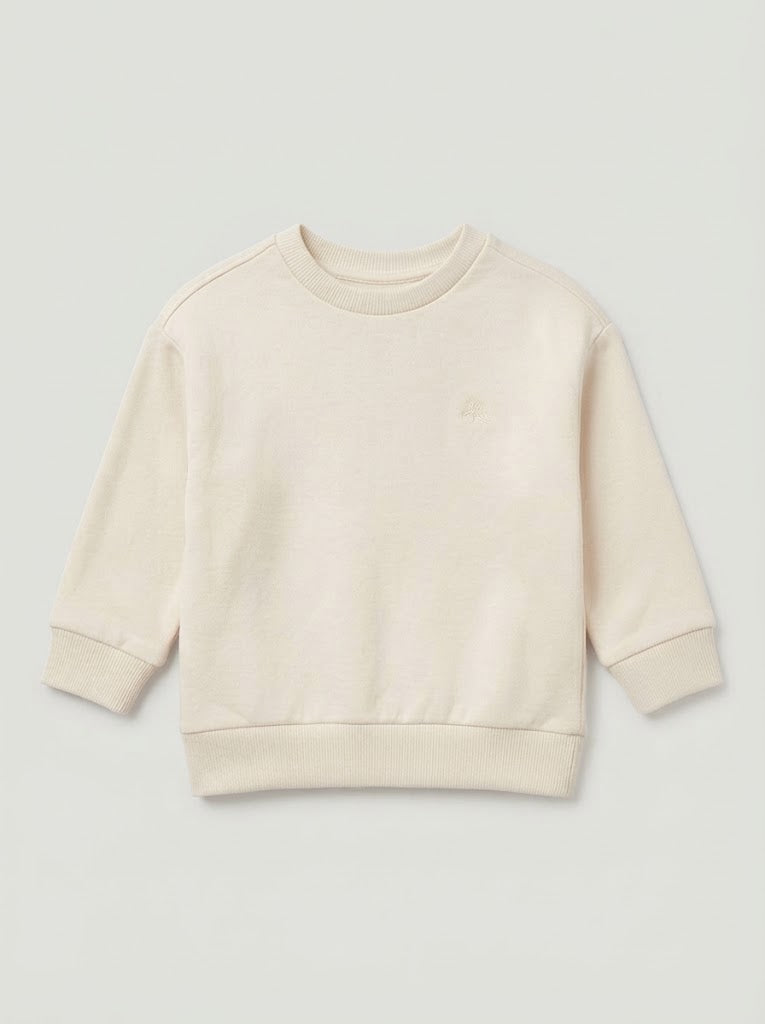 Boys' Long-Sleeve Casual Cotton Sweatshirt – Cream