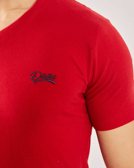 DEISEL Basic Oakley V Neck Barbados Cherry Tee - Smgarment's