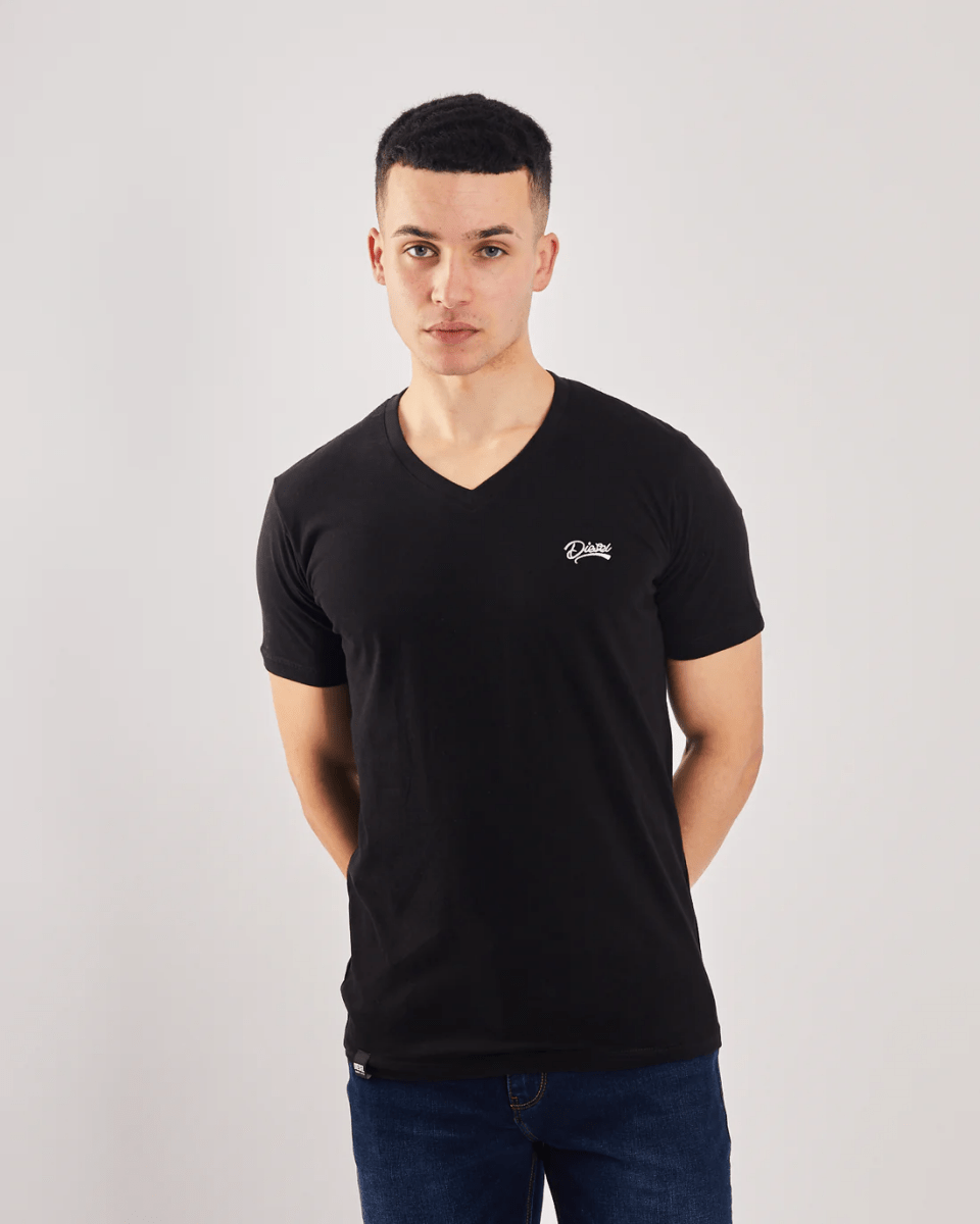 DEISEL Basic Oakley V Neck Black Tee - Smgarment's