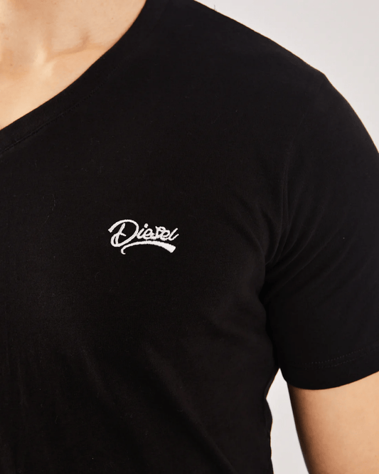 DEISEL Basic Oakley V Neck Black Tee - Smgarment's