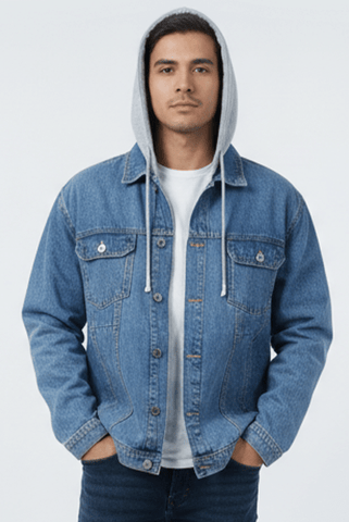 DF Jeans Mens Oversized Denim Jacket – Classic Blue - Smgarment's