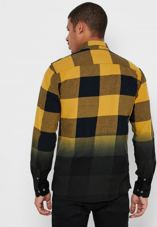 Dip Dye Checked Regular Fit Shirt - Smgarment's