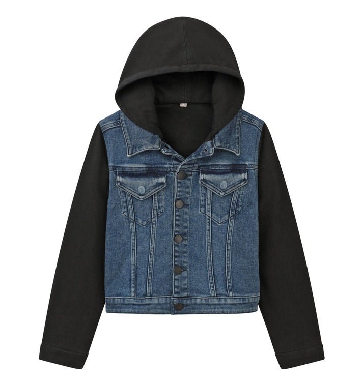 DL Kids Denim Hooded Jacket Blue Black - Smgarment's
