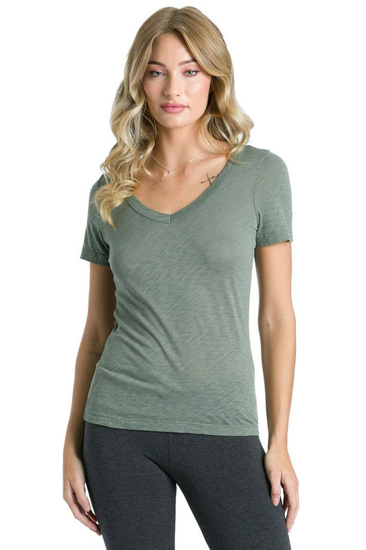 Dotti V Neck Slub Tee - Smgarment's