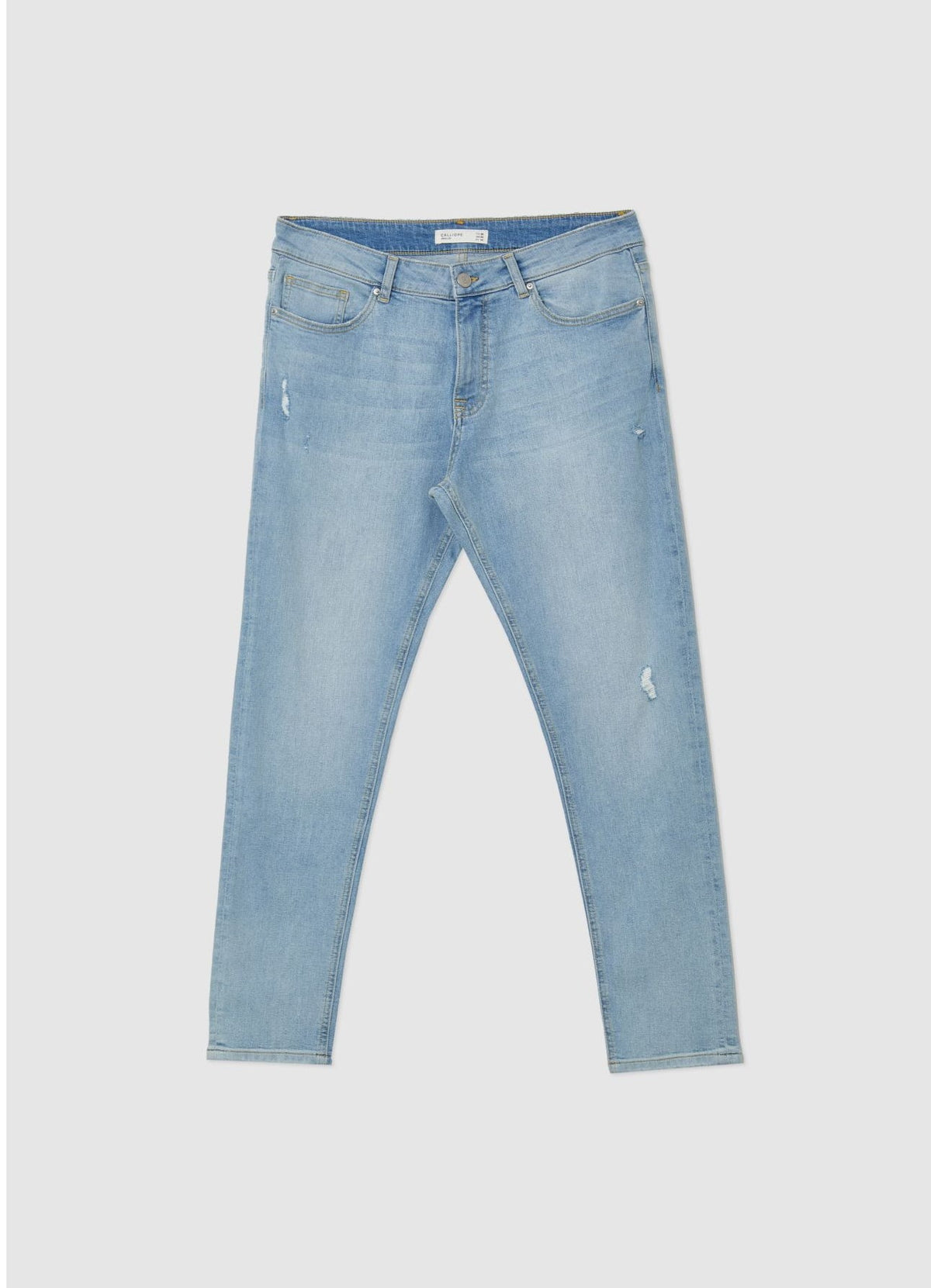 CALLIOPE MENS Blue denim slavato distressed skinny jeans