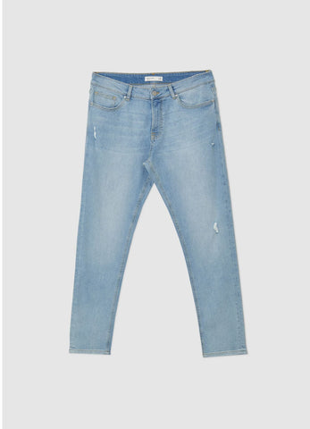 CALLIOPE MENS Blue denim slavato distressed skinny jeans