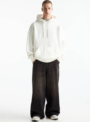 PULL&BEAR MENS WHITE PLAIN HOODIE