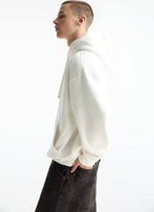 PULL&BEAR MENS WHITE PLAIN HOODIE
