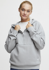OXMO OXANDREA Womens Total Eclipse Half Zipped Limestone Hoodie