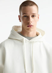 PULL&BEAR MENS WHITE PLAIN HOODIE