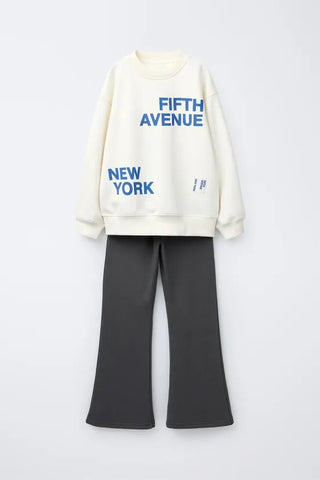 ZR GIRLS Set of sweatshirt with lettering and leggings Flare