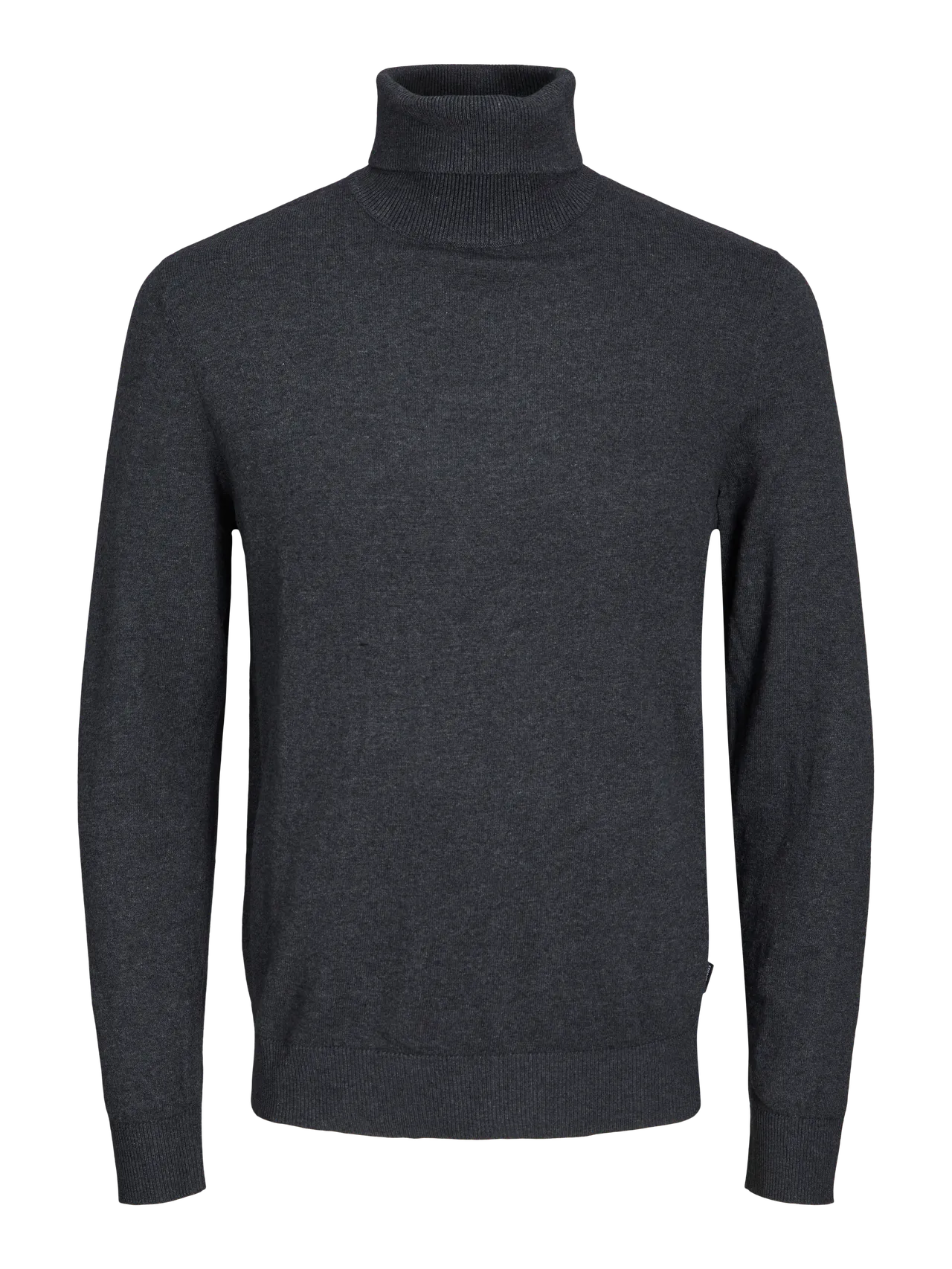 JACK&JONES Dark Grey Melange Plain Turtleneck