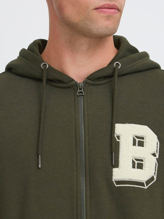 BLEND Mens BHBadel Dark Green Zip-Up Hoodie