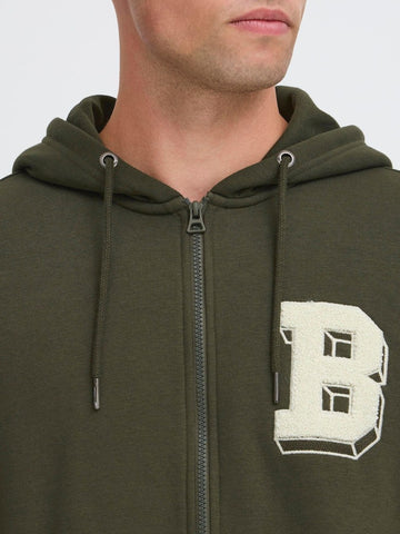 BLEND Mens BHBadel Dark Green Zip-Up Hoodie