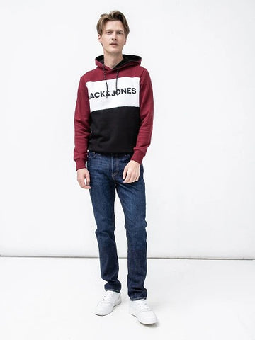 JACK&JONES MENS CHEST PRINT HOODIE