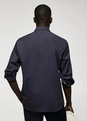 MANGO Slim Fit Stretch Cotton Shirt NAVY