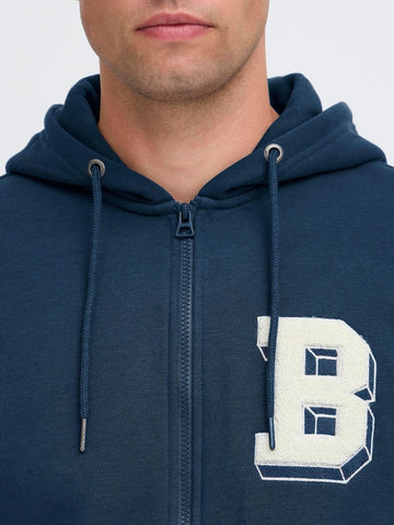 BLEND Mens BHBadel Blue Zip-Up Hoodie