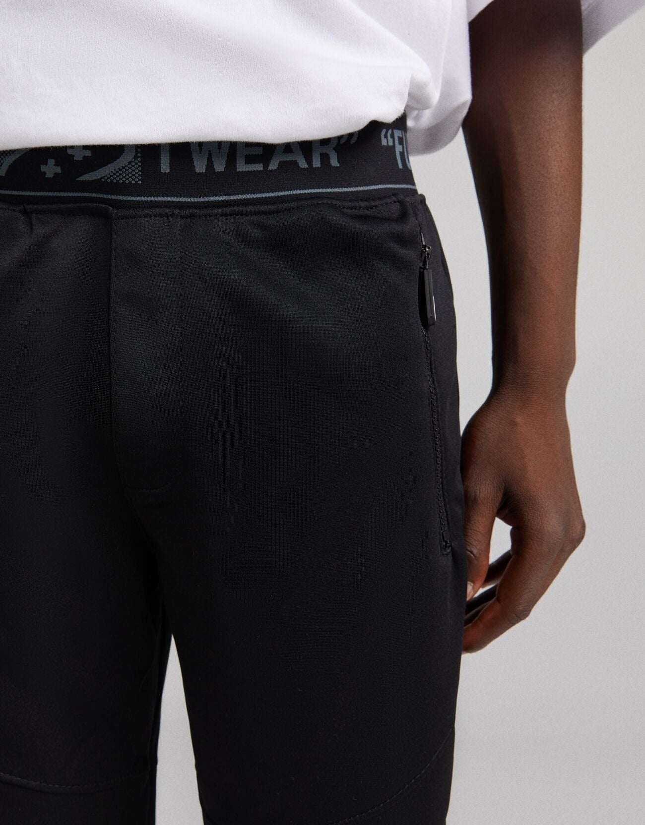 BERSHKA Plush Trousers With Elastic Trim