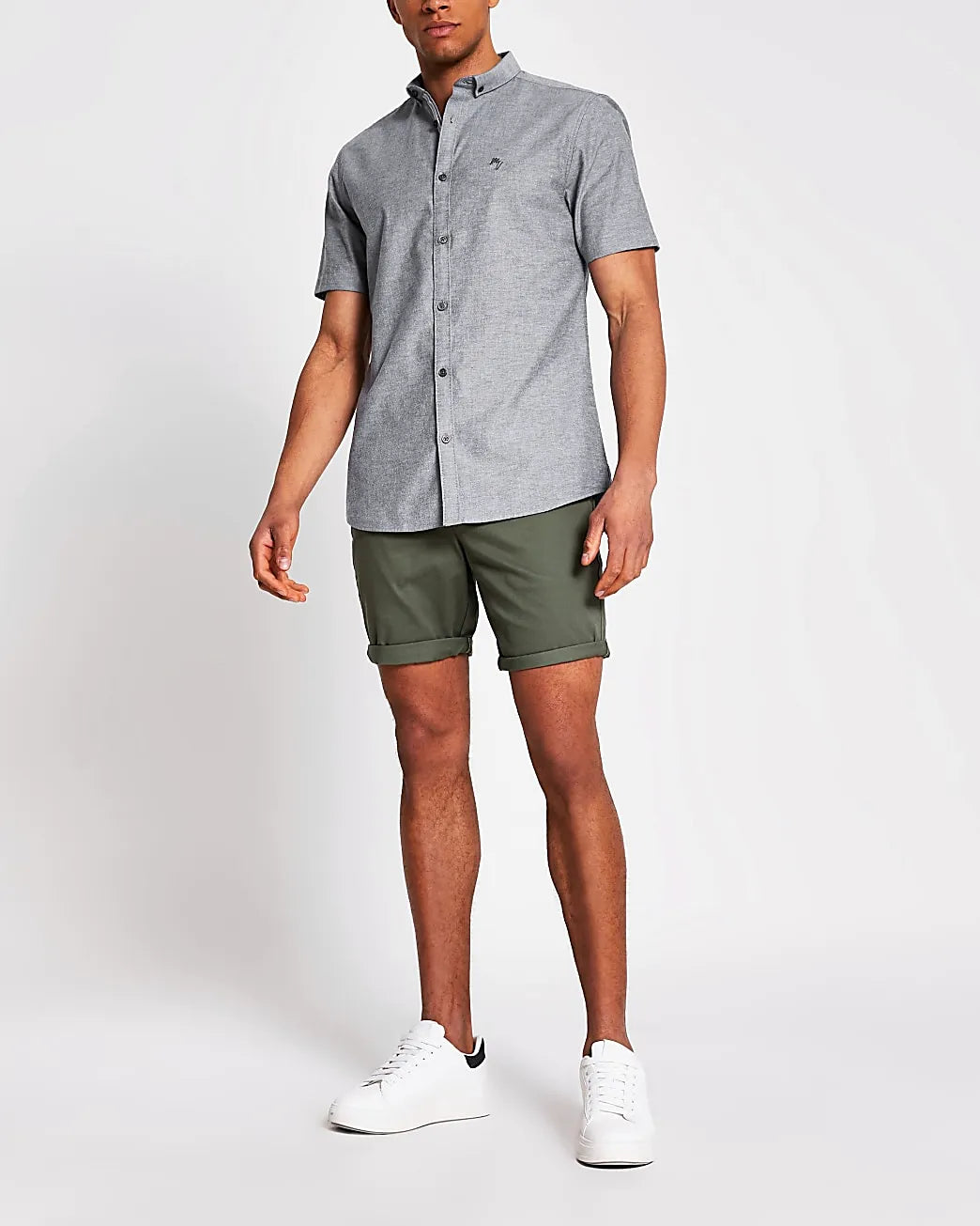 RIVER ISLAND Maison Riviera Grey Short Sleeve Shirt