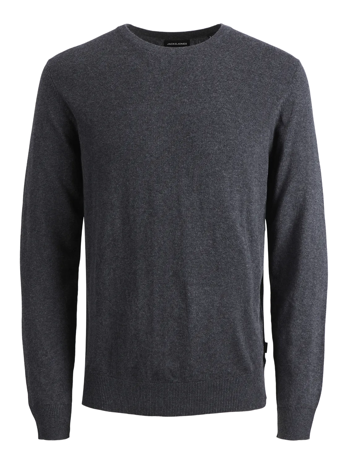 JACK&JONES Dark Grey Melange Plain Knitted Pullover