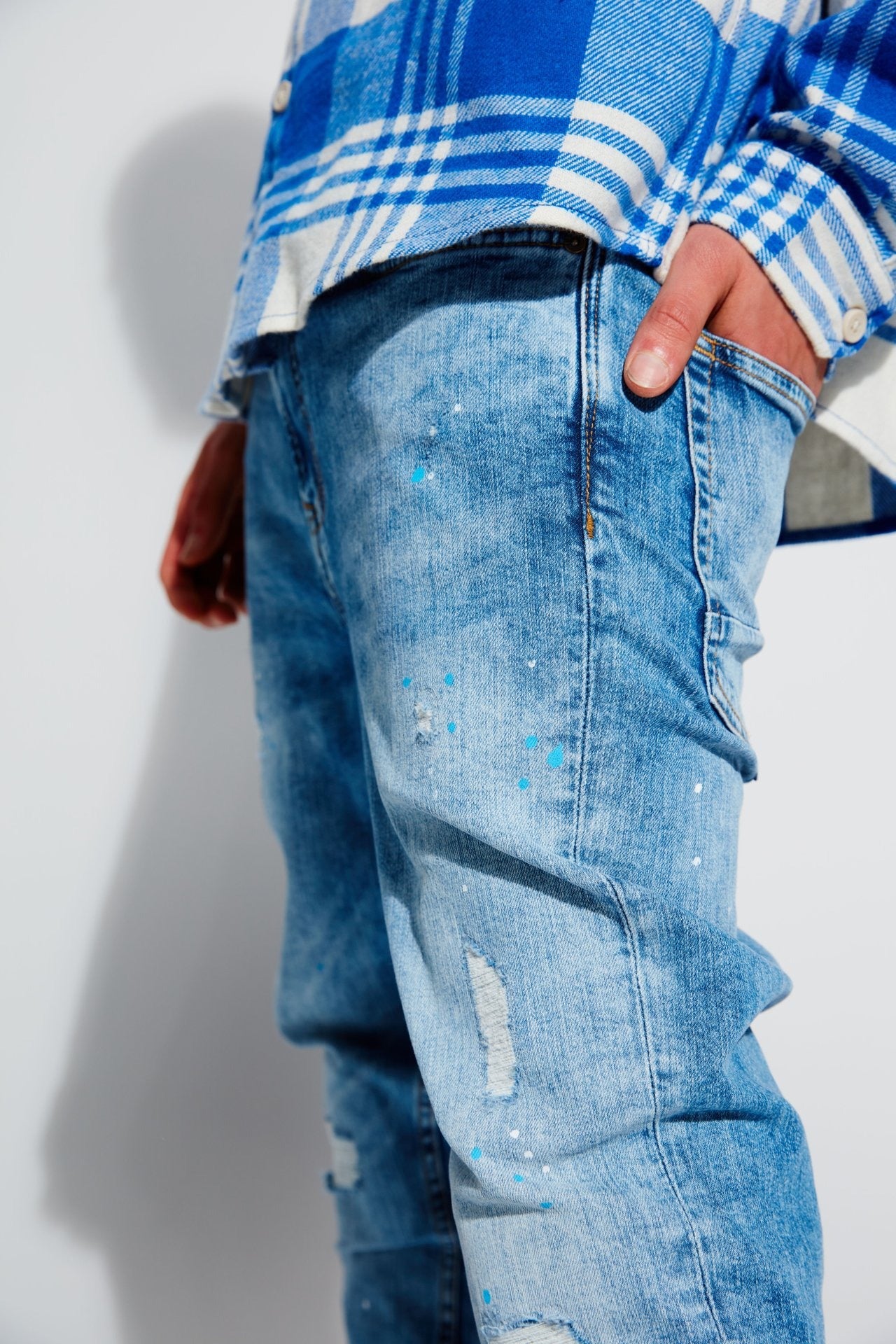 FSBN Tapered Mit Destroys Denim